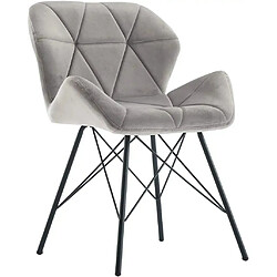 Acheter Decoshop26 Lot de 2 chaises de salle à manger en tissu velours gris couture triangle pieds en métal design Eiffel CDS09334