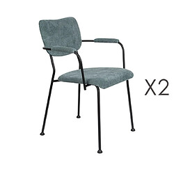 Mes Lot de 2 fauteuils repas en tissu bleu - BENSON