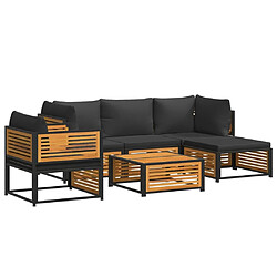 vidaXL Salon de jardin avec coussins 6 pcs bois d'acacia solide