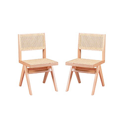 Nest Dream Lot de 2 chaises classiques en bois et rotin naturel - Compass 