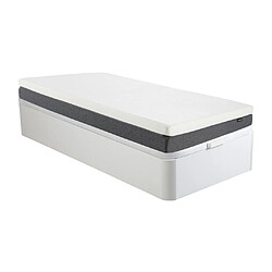 Vente-Unique Ensemble 90 x 190 cm sommier coffre blanc + matelas ressorts ensachés accueil mémoire de forme et mousse 7 zones déhoussable ép.25cm - KEPUR de YSMÉE