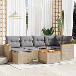 vidaXL Salon de jardin avec coussins 7 pcs beige résine tressée 