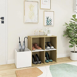 Avis Maison Chic Armoire à Chaussures,Meuble de Rangement à Chaussures Blanc et chêne 105x35,5x70 cm Aggloméré -MN24290