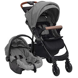 vidaXL Poussette pour bébé 3-en-1 Gris clair Acier