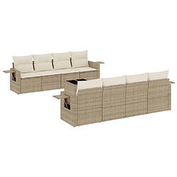 vidaXL Salon de jardin avec coussins 9 pcs beige résine tressée