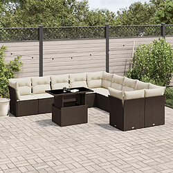 vidaXL Salon de jardin et coussins 11 pcs marron résine tressée 