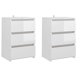 vidaXL Tables de chevet 2 pcs Blanc brillant 40x35x62,5 cm Aggloméré