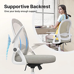 BIGZZIA Chaise de bureau | Fauteuil avec housse en maille respirante | ergonomique | accoudoirs rabattables & réglable en hauteur | Gris