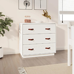 Maison Chic Buffet,Meuble de Rangement,commode pour salon,Cuisine Blanc 80x40x75 cm Bois massif de pin -MN57358