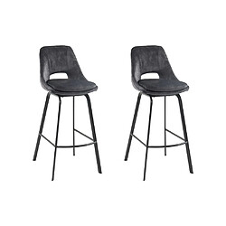 Vente-Unique Lot de 2 tabourets de bar - Velours et Métal - Anthracite - KELINE de Maison Céphy 