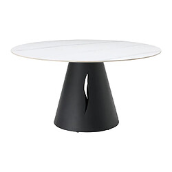 Vente-Unique Table à manger ronde 6 personnes en céramique et métal - Effet marbre blanc et noir - RONUDA