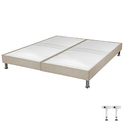 Ebac Sommier tapissier+pieds Omega Sahara 2x70x190 Lattes bois - H.15 cm - Made in France Sommier tapissier + jeu de pieds x 2 - 140x190 Omega tissu lin 18 lattes. ATTENTION : Veuillez vérifier que cette dimension passe dans les escaliers, couloirs et portes. Sommier + pieds métal h. 15 cm - Caisse en sapin massif, lattes bois en contreplaqué