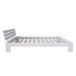 Decoshop26 Lit double 2 personnes avec sommier à lattes en bois blanc 140x 200cm LIT06147