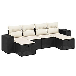 vidaXL Salon de jardin 6 pcs avec coussins noir résine tressée