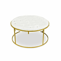 Paris Prix Lot de 2 Poufs Design en Velours Valona 75cm Blanc