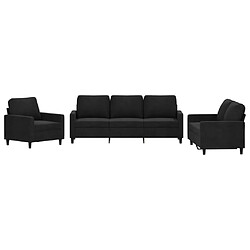 vidaXL Ensemble de canapés 3 pcs avec coussins Noir Velours