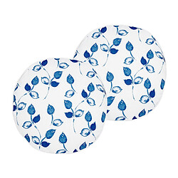 Beliani Lot de 2 coussins d'extérieur à motif de feuilles blanc et bleu d 40 cm TORBORA