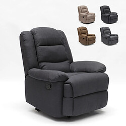 LE ROI DU RELAX Fauteuil relax en tissu design repose-pieds inclinable 4 roues Maura | Couleur: Noir 