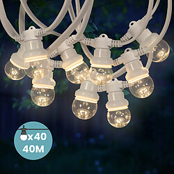 SkyLantern Kit Guirlande Guinguette 40m IP 65 Cable Blanc Bulbes Transparents 