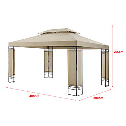 Avis Tonnelle de jardin Lanciano avec structure en acier 400 x 300 x 265 cm beige [en.casa]