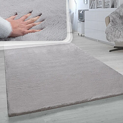 Paco-Home Tapis Poils Longs Salon Fausse Fourrure Imitation Fourrure De Lapin Très Douce Gris