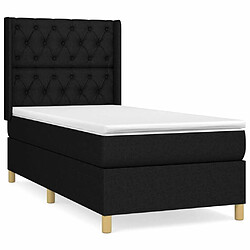 Maison Chic Lit Adulte - Lit simple Lit à sommier tapissier et matelas moelleux - Meuble de Chambre - Noir 80x200 cm Tissu -MN23523