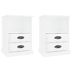 Maison Chic Lot de 2 Tables de chevet,Table de nuit,Table d'appoint pour salon blanc brillant 43x36x60 cm -MN81849