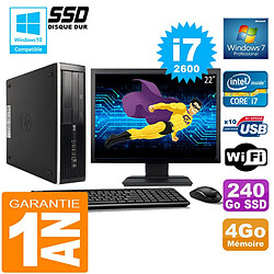 PC HP Compaq 8300 SFF Core I7-2600 Ram 4Go Disque 240 Go SSD Wifi W7 Ecran 22" - Occasion