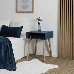 The Home Deco Factory Table de chevet en bois niche colorée bleu.