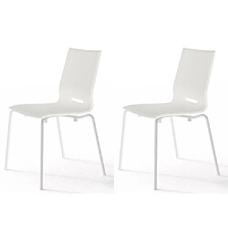 POINTHOUSE Lot 2 chaises Lot de deux chaises ELENA blanches