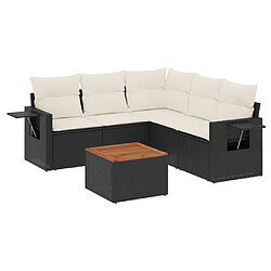 vidaXL Salon de jardin 6 pcs avec coussins noir résine tressée