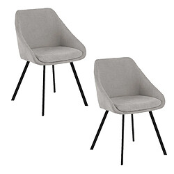 Toilinux Lot de 2 fauteuils de table Maxine en tissu - Gris