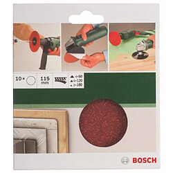 Bosch 2609256B41 Disques abrasifs papier pour Meuleuses angulaires et perceuses Système auto-agrippant Diamètre 115 mm 4 feuilles grain 60, 4 feuilles grain 120, 2 feuilles grain 180