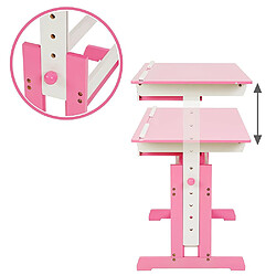 Avis Helloshop26 Bureau enfant meuble réglable en hauteur et inclinable rose 0508097