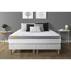 Septnuits Ensemble Memo Zen 180 x 200 cm Matelas 180x200 + double sommier 90x200 Memo Zen Mousse à mémoire de forme 5 zones de confort MAXI épaisseur