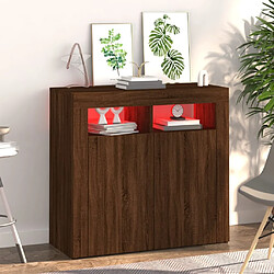 Avis Maison Chic Buffet commode,console avec lumières LED pour rangement chêne marron 80x35x75 cm -MN37078