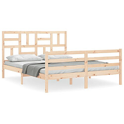 Maison Chic Cadre/structure de lit avec tête de lit pour adulte - Lit Moderne Chambre King Size bois massif -MN80114