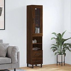 vidaXL Buffet haut Chêne marron 34,5x34x180 cm Bois d'ingénierie