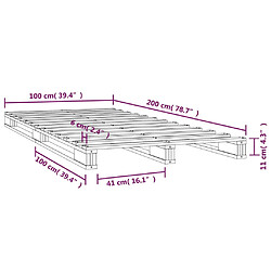 vidaXL Lit de palette 100x200 cm bois de pin massif pas cher