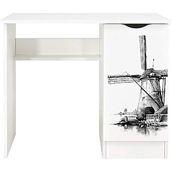 Leomark Bureau blanc avec étagère ROMA - Moulin 