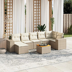 vidaXL Salon de jardin avec coussins 8 pcs beige résine tressée 