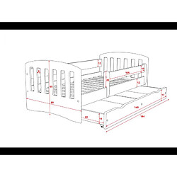 Lit classic 1 bleu tiroir et matelas inclus 180/80