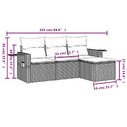 Acheter vidaXL Salon de jardin 4 pcs avec coussins noir résine tressée