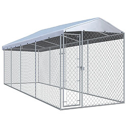 Helloshop26 Chenil extérieur cage enclos parc animaux chien extérieur avec toit pour chiens 760 x 190 x 225 cm 02_0000456