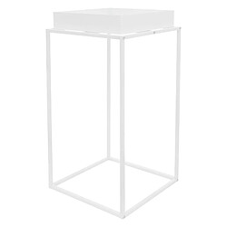 ML-Design Support pour Plantes, Métal Blanc, 45x45x80 cm, Carré, Empilable, Surface de Dépôt avec Bord Élevé, Plateau Amovible, Intérieur/Extérieur, Bac à Fleurs, Table d'Appoint, Porte-fleurs Moderne 