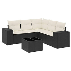 Maison Chic Salon de jardin 6 pcs avec coussins | Ensemble de Table et chaises | Mobilier d'Extérieur noir résine tressée -GKD41483