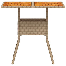 Acheter vidaXL Table de jardin beige 80x80x75 cm résine tressée et bois acacia