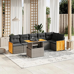 vidaXL Salon de jardin avec coussins 7 pcs gris résine tressée 