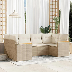 vidaXL Salon de jardin avec coussins 6 pcs beige résine tressée 