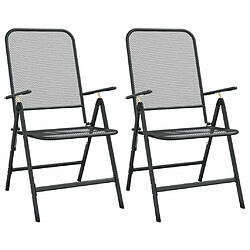 Maison Chic Lot de 2 Chaises pliables de jardin - Fauteuil d'extérieur Maille métallique Anthracite -MN20125